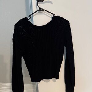 Forever 21 Black Cable Knit Crewneck Sweater